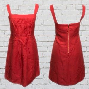 Elie Tahari Coral Linen Pleated Dress Size 0